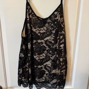 SHEIN Black Lace Chemise with Spaghetti Straps